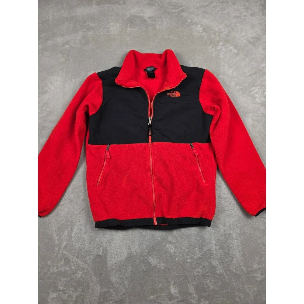 The North Face Denali Fleece Jacket Kids Boys XL Red Black Full Zip Outdoor